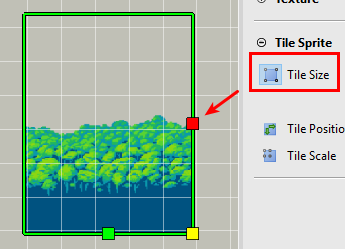 Morph to Tile Sprite and activate the Tile Size tool.