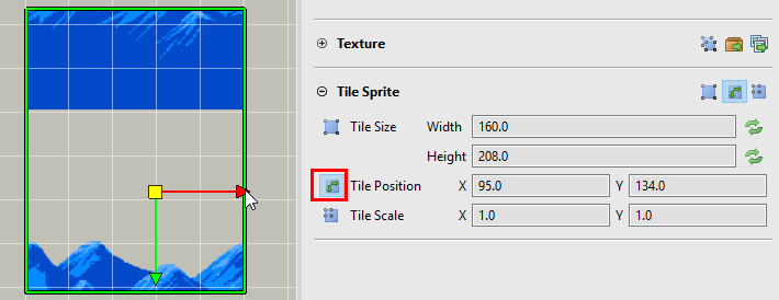 Tile Sprite position properties.