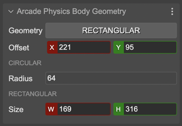 Arcade Physics Body Geometry section.