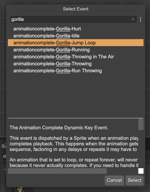 Dynamic animation events.