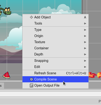 Compile scene command in context menu.