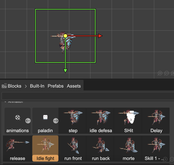 Aseprite animation in the scene editor blocks view.