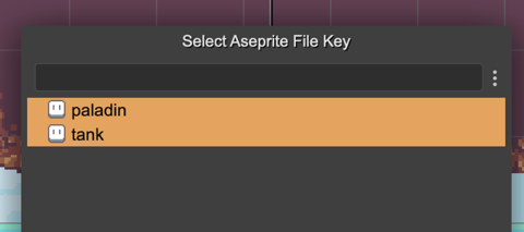 Select the Aseprite_ asset key.