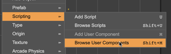 Browse User Component command.