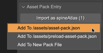 Add the atlas file to the asset pack.