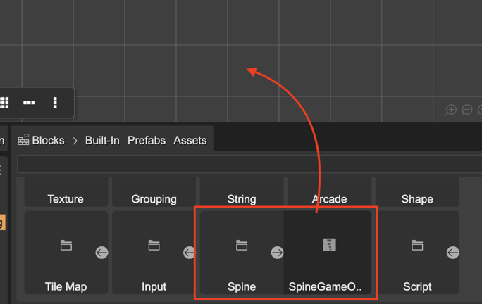 Add spine game object to the scene.