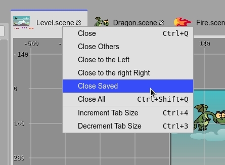 The context menu of the editor's title.